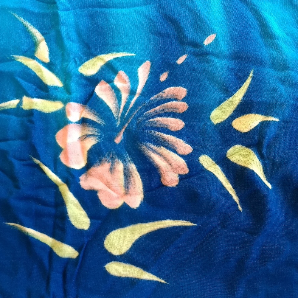 Turquoise Indonesian Wrap with Flowers